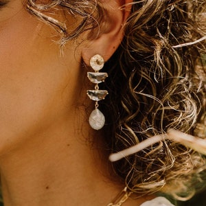 WREN Pearl Earrings, Wedding Earrings, Bridal Statement Freshwater Pearl Earrings, Drop Earrings, Long Art Deco Earrings, Bridal Jewelry