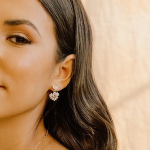 Lily Crystal Earrings, Dangle Earrings, Gold Earrings, Art Deco Earrings, Wedding Jewelry Set, Bridal & Bridesmaid Jewelry Simulated Diamond