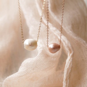 Rosa Perlenkette, Einzelperlenkette, Hochzeitskette, Brautschmuck, Süßwasserperlenschmuck, Perle Choker, Rosa Halskette, Kauai Bild 2