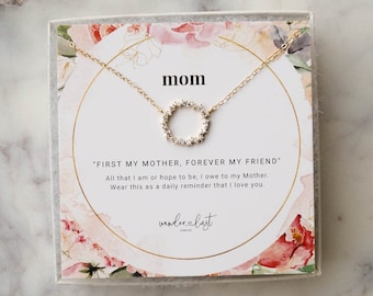 Mom Gift Set, Jewelry Gift Set, Wreath Necklace, Infinity Circle Necklace, Mothers Day Necklace, Jewelry Gift Mom, Gold Circle Necklace