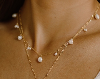 Delaney Pearl Choker, Layering Necklace, Freshwater Pearl Necklace, Bridal Necklace, Dainty Pearl Necklace, Wedding Jewelry for Brides