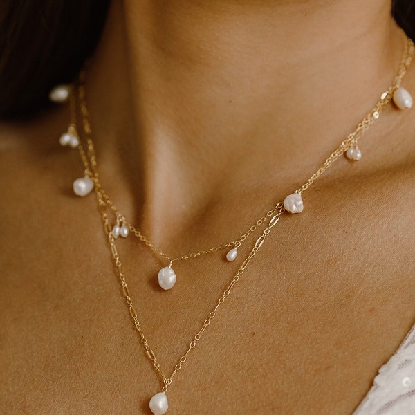 Delaney Pearl Choker, Layering Necklace, Freshwater Pearl Necklace, Bridal Necklace, Dainty Pearl Necklace, Wedding Jewelry for Brides