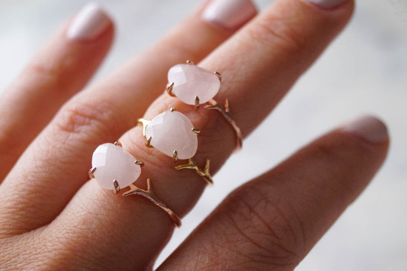 Rose Quartz Ring, Rose Gold Ring, Dainty Gemstone Ring, Boho Ring, Gold Ring, Rose Quartz Ring Gold, Gifts for Her, Pink Ring, Finley Ring image 9