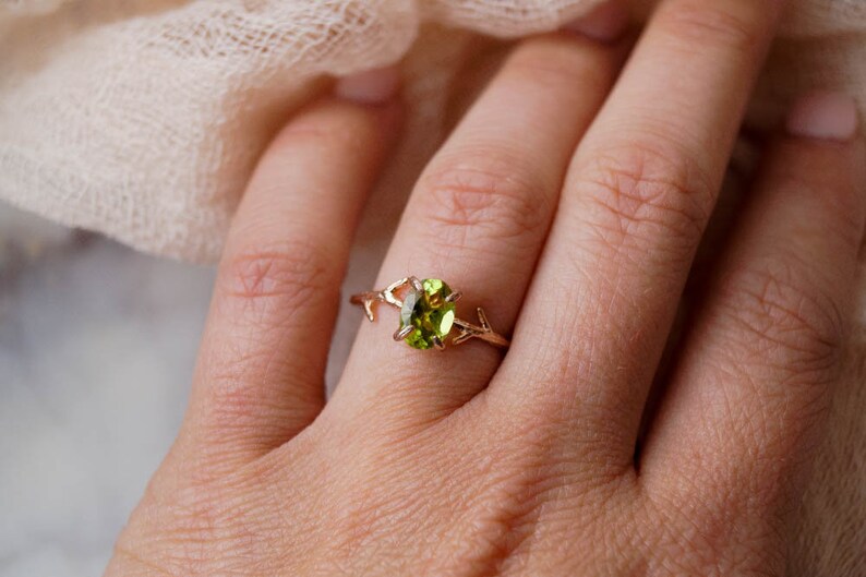 Peridot Ring, August Birthstone, August Ring, Rose Gold Ring, Birthstone Ring, Dainty Ring, Peridot Jewelry, Birthstone Jewelry, Silver Ring image 8