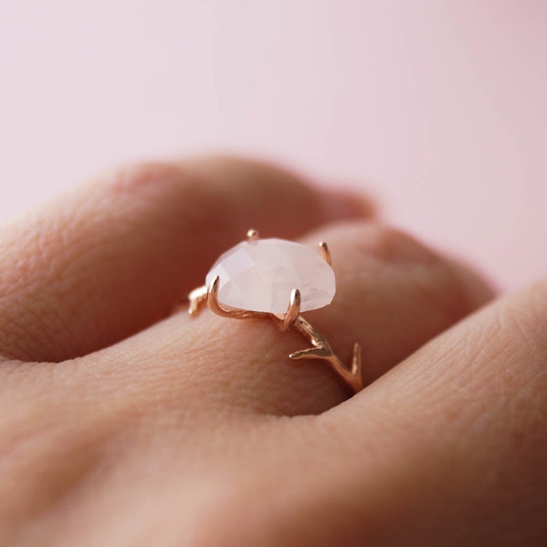 Rose Quartz Ring, Rose Gold Ring, Dainty Gemstone Ring, Boho Ring, Gold Ring, Rose Quartz Ring Gold, Gifts for Her, Pink Ring, Finley Ring image 4