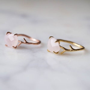 Rose Quartz Ring, Rose Gold Ring, Dainty Gemstone Ring, Boho Ring, Gold Ring, Rose Quartz Ring Gold, Gifts for Her, Pink Ring, Finley Ring image 8