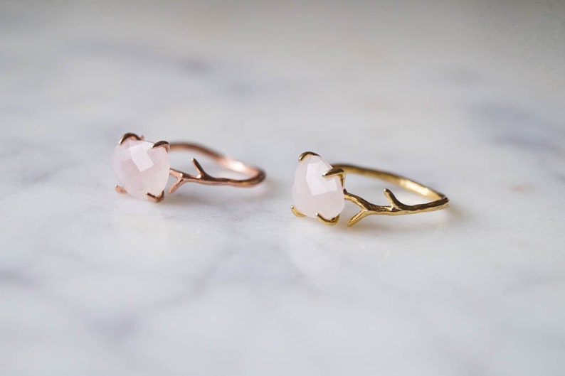 Rose Quartz Ring, Rose Gold Ring, Dainty Gemstone Ring, Boho Ring, Gold Ring, Rose Quartz Ring Gold, Gifts for Her, Pink Ring, Finley Ring image 8