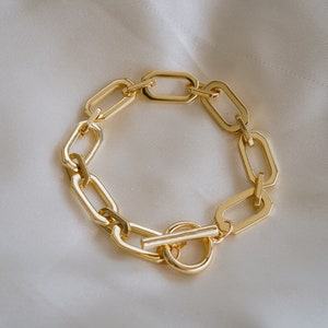 Parker Toggle Bracelet, Chunky Chain Bracelet, Gold Toggle Bracelet, Paperclip Chain Bracelet, Layering Bracelet, Silver Bracelet image 6