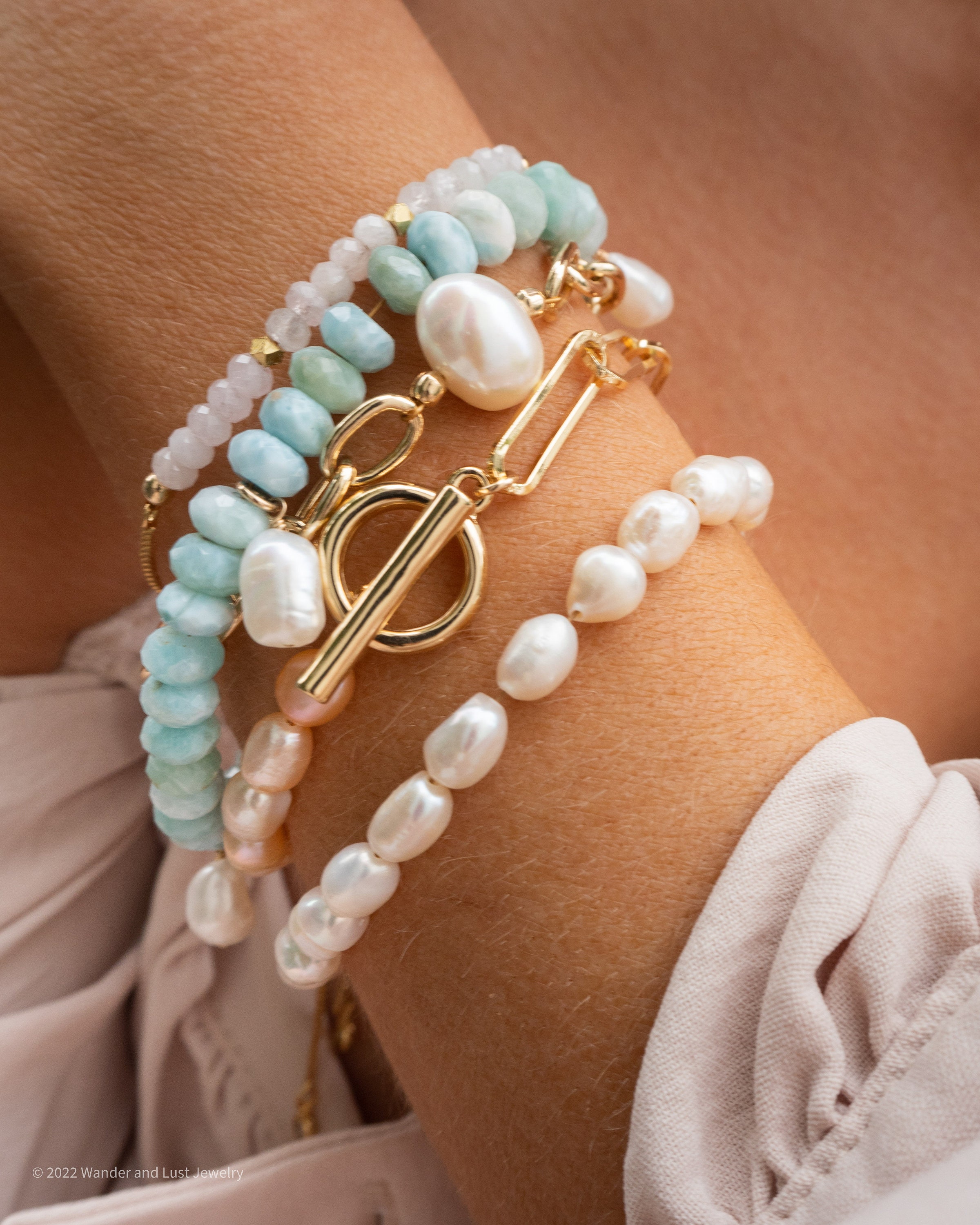 Roselyn Pearl Bracelet, Toggle Clasp Bracelet, Pearl