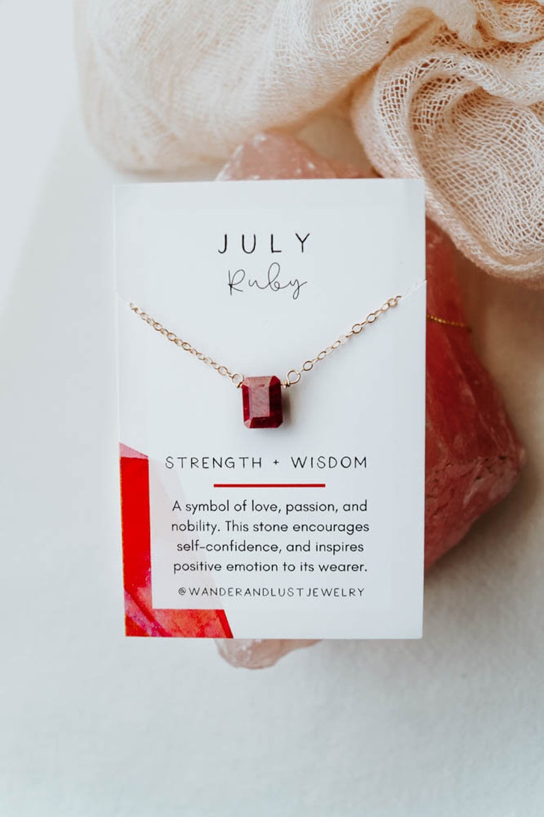 July birthstone necklace ruby red necklace july necklace etsy