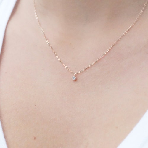 Tiny Rose Gold Necklace Dainty Rose 