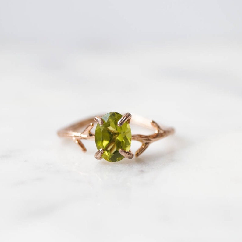 Peridot Ring August Birthstone August Ring Rose Gold Ring Etsy