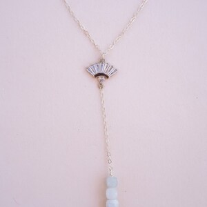 Jolie Lariat Necklace with Aquamarine Blue