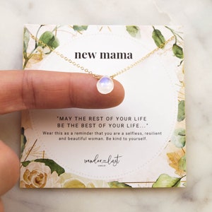 Presente para nova mamãe, presente para mãe, presente para recém-grávida, joias para nova mamãe, colar para mamãe, presente para mamãe e bebê, cartão para nova mamãe, joias para presente para nova mamãe