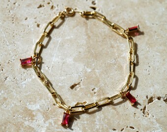 Sylvie Bracelet, Chunky Gold Bracelet, Tiny CZ Bracelet, Stacking Bracelet, Minimalist Bracelet, Delicate CZ Bracelet, Dainty Bracelet