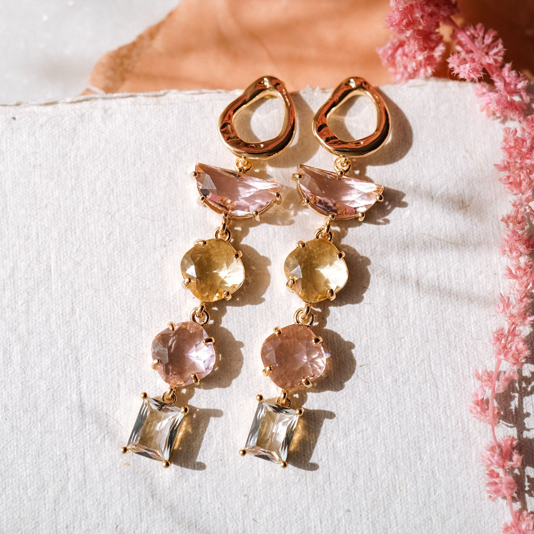 Pink Lemonade Earrings Long Dangle Earrings Statement Etsy UK