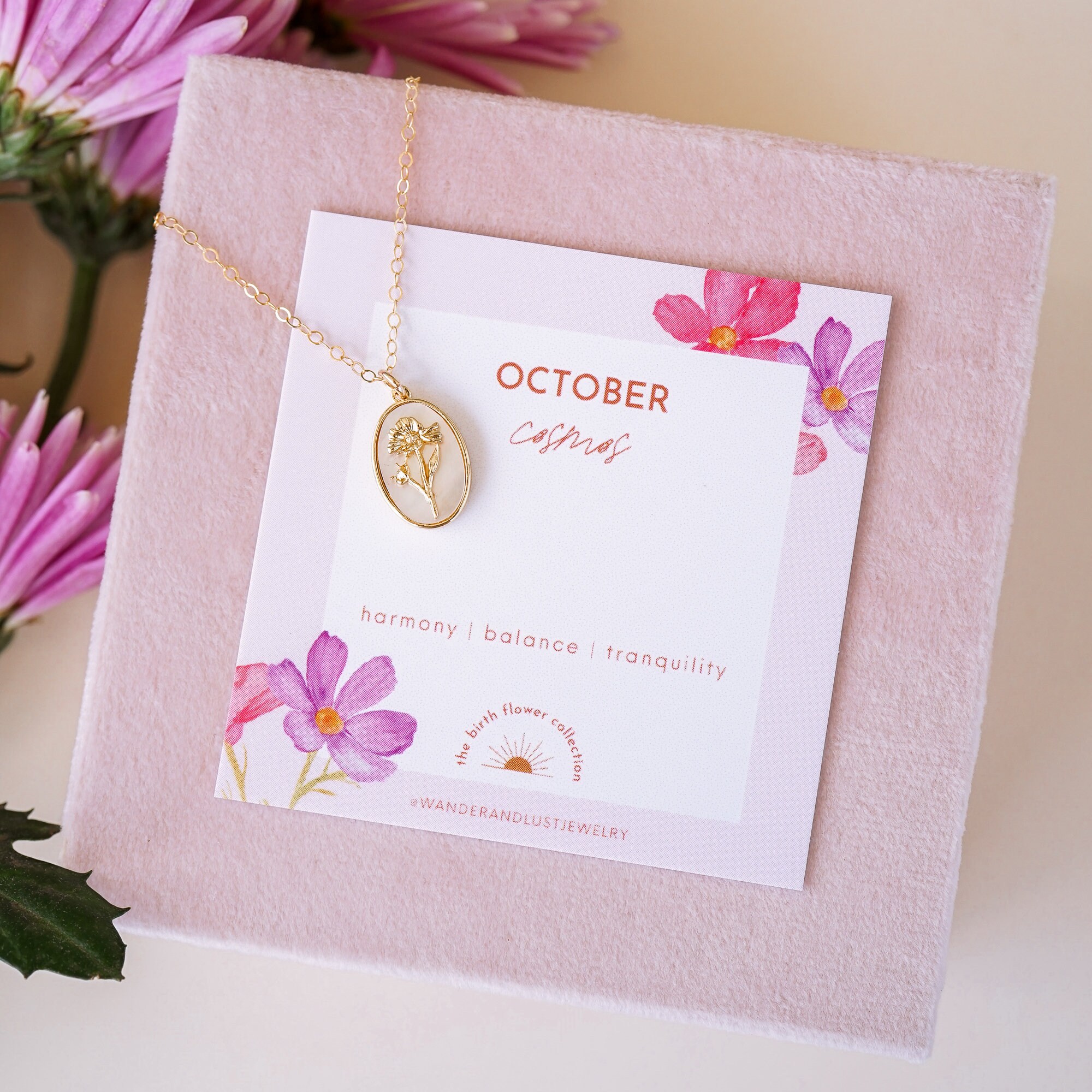 October Birth Items October Birth Flower Necklace, Birth Month Flower, October Birthday ...