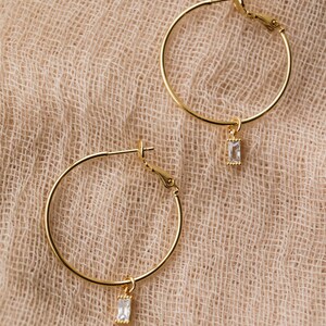 Remi CZ Hoops, Gold Hoop Earrings, Everyday Hoops, Thin Gold Hoops, Dainty Hoops Earrings, Minimal Earrings, Large Gold Hoops image 4