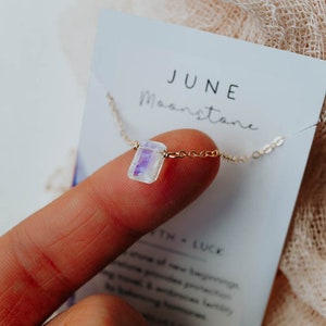 June Birthstone Necklace, Moonstone Necklace, June Necklace, Simple Moonstone Necklace, Birthstone Necklace, Bridesmaid Gift image 3