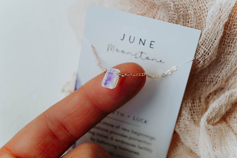 June Birthstone Necklace, Moonstone Necklace, June Necklace, Simple Moonstone Necklace, Birthstone Necklace, Bridesmaid Gift image 3