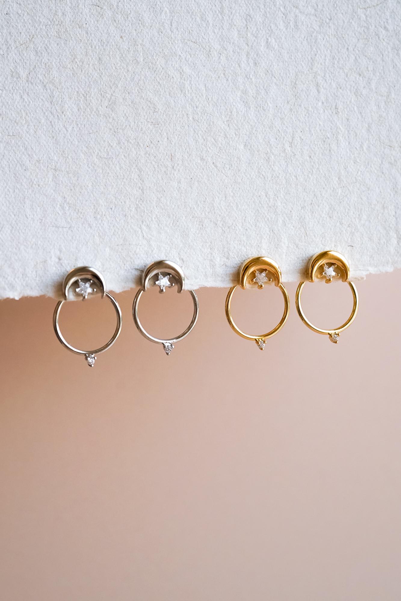 Moon Ear Jackets, Crescent Moon Earrings, Gold Ear Jacket, Silver Ear Jacket, Cuff Earrings, Celestial Earrings, Dainty Ear Jacket