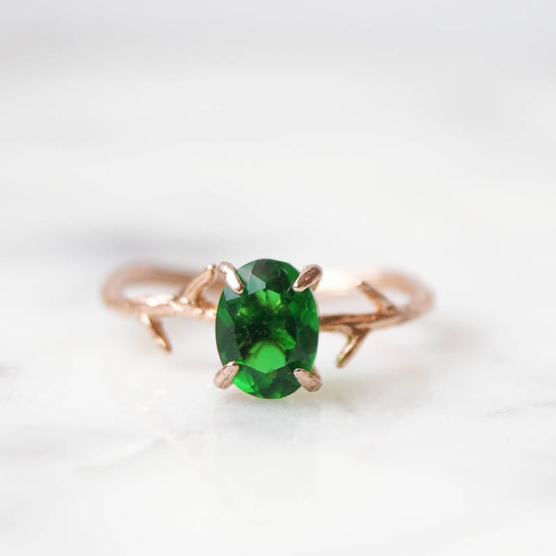 Emerald Green Ring, May Birthstone Ring, Green Stone Ring, Gemstone Ring, Crystal Ring, Dainty Ring, Gold Ring, Boho Ring, Rose Gold Ring image 1