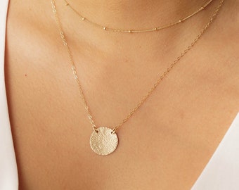 Modern Minimalista Necklace Set, Gold Disc Necklace, Jewelry Gift Set, Minimalist Necklaces, Dainty Gold Necklace, Gold Satellite Necklace