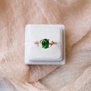 Emerald Green Ring, May Birthstone Ring, Green Stone Ring, Gemstone Ring, Crystal Ring, Dainty Ring, Gold Ring, Boho Ring, Rose Gold Ring image 2