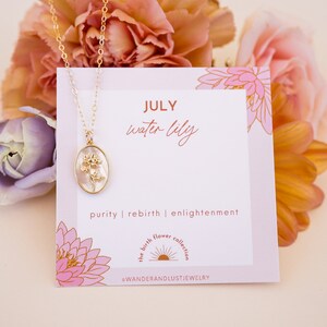 WATER LILY JULY BIRTH FLOWER NECKLACE - 18K GOLD VERMEIL