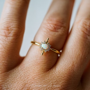 Astra Star Ring, Opal Ring, Bohemian Ring, Vermeil Ring, Dainty Gold Ring, Promise Ring, S925 Ring, Hypoallergenic Ring, Small Star Ring