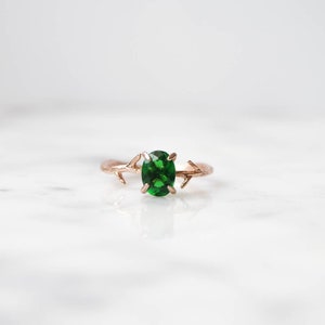 Emerald Green Ring, May Birthstone Ring, Green Stone Ring, Gemstone Ring, Crystal Ring, Dainty Ring, Gold Ring, Boho Ring, Rose Gold Ring image 7