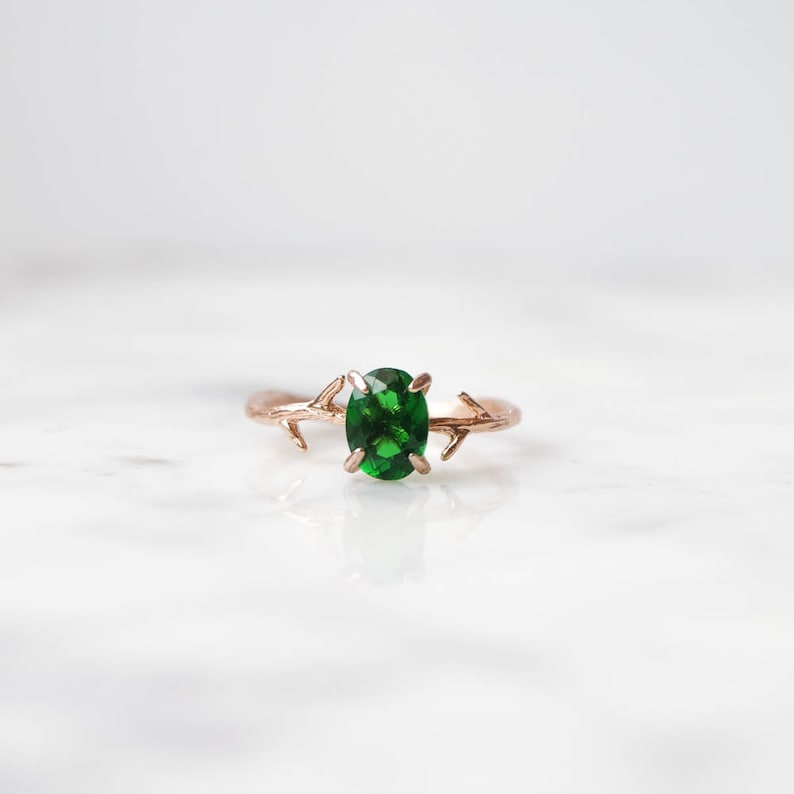 Emerald Green Ring, May Birthstone Ring, Green Stone Ring, Gemstone Ring, Crystal Ring, Dainty Ring, Gold Ring, Boho Ring, Rose Gold Ring image 7