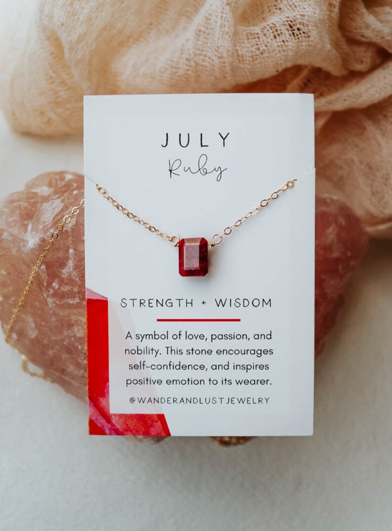 July birthstone necklace ruby red necklace july necklace etsy