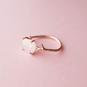 Rose Quartz Ring, Rose Gold Ring, Dainty Gemstone Ring, Boho Ring, Gold Ring, Rose Quartz Ring Gold, Gifts for Her, Pink Ring, Finley Ring image 1