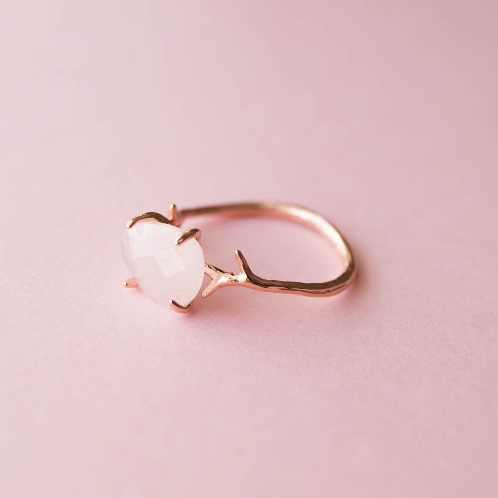 Finley Ring, Rose Quartz Ring, Rose Gold Ring, Dainty Gemstone Ring, …