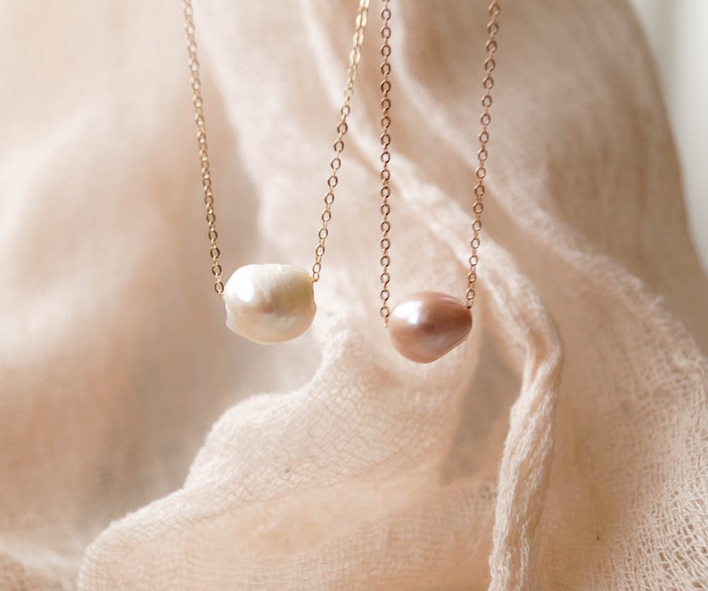 Rosa Perlenkette, Einzelperlenkette, Hochzeitskette, Brautschmuck, Süßwasserperlenschmuck, Perle Choker, Rosa Halskette, Kauai Bild 2
