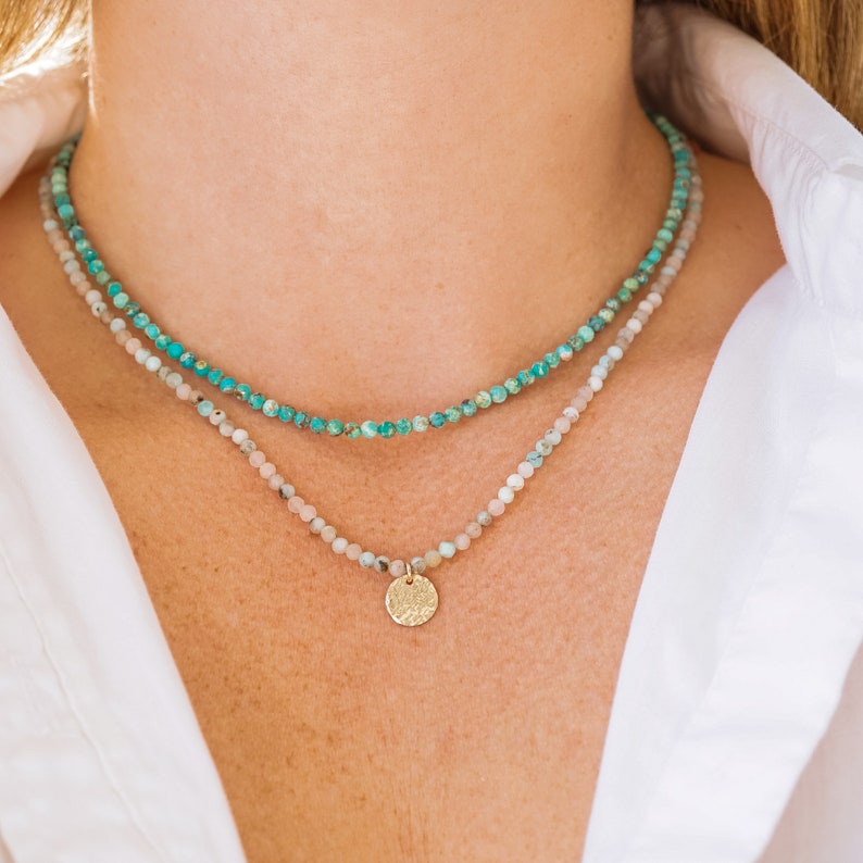 Leilani Beaded Necklace, Gemstone Necklace, Layering Necklace, Bead Choker, Turquoise Necklace, Aquamarine Necklace, Labradorite Necklace image 8