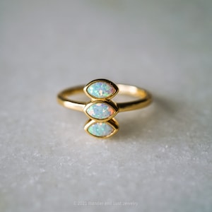 Norah Ring, Opal Ring, Marquise Ring, Three Stone Ring, Dainty Gold Ring, Promise Ring, Multi Stone Ring, Statement Ring, Everyday Ring