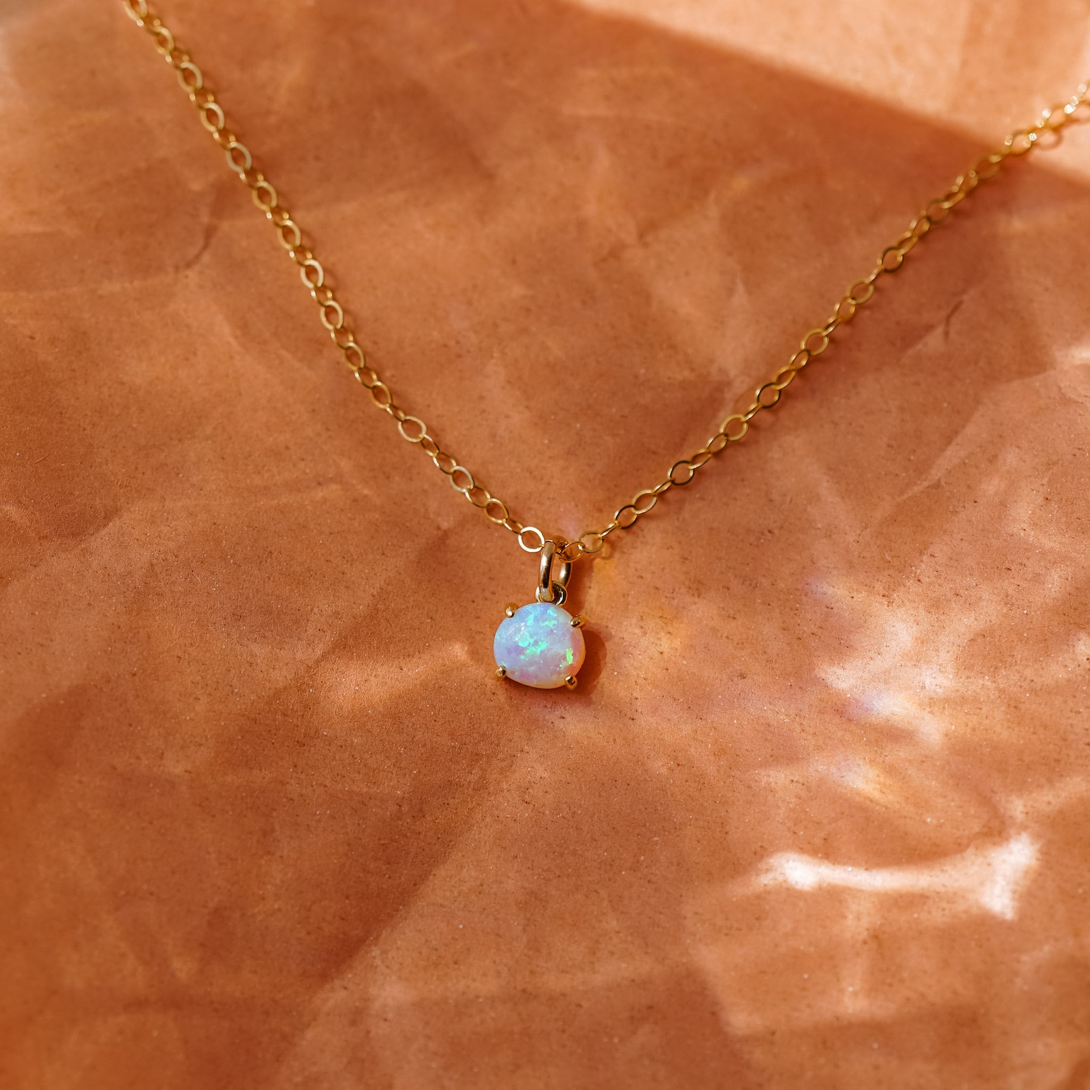 Sera Opal Necklace Gold Opal Necklace Tiny Opal Necklace Etsy