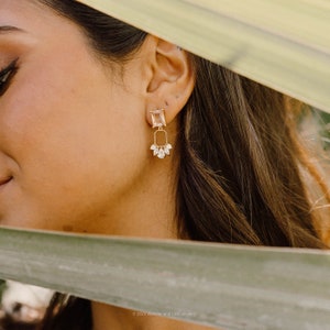 Jolie Earrings, Blush Earring, Bridal Statement Earrings, Wedding Jewelry, Art Deco Earrings, Bridal Jewelry, Peach Earrings image 7