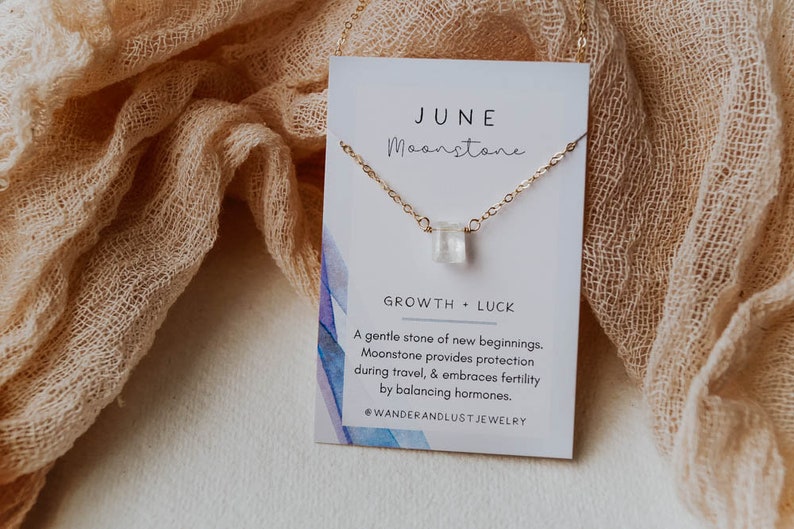 June Birthstone Necklace, Moonstone Necklace, June Necklace, Simple Moonstone Necklace, Birthstone Necklace, Bridesmaid Gift image 1