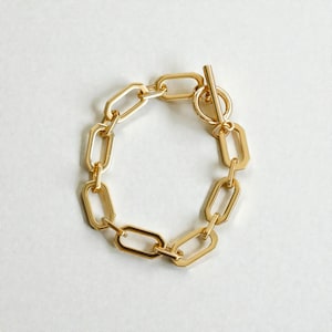 Chunky Paperclip Toggle Bracelet - Large Chain Bracelet in 14K Gold or Silver