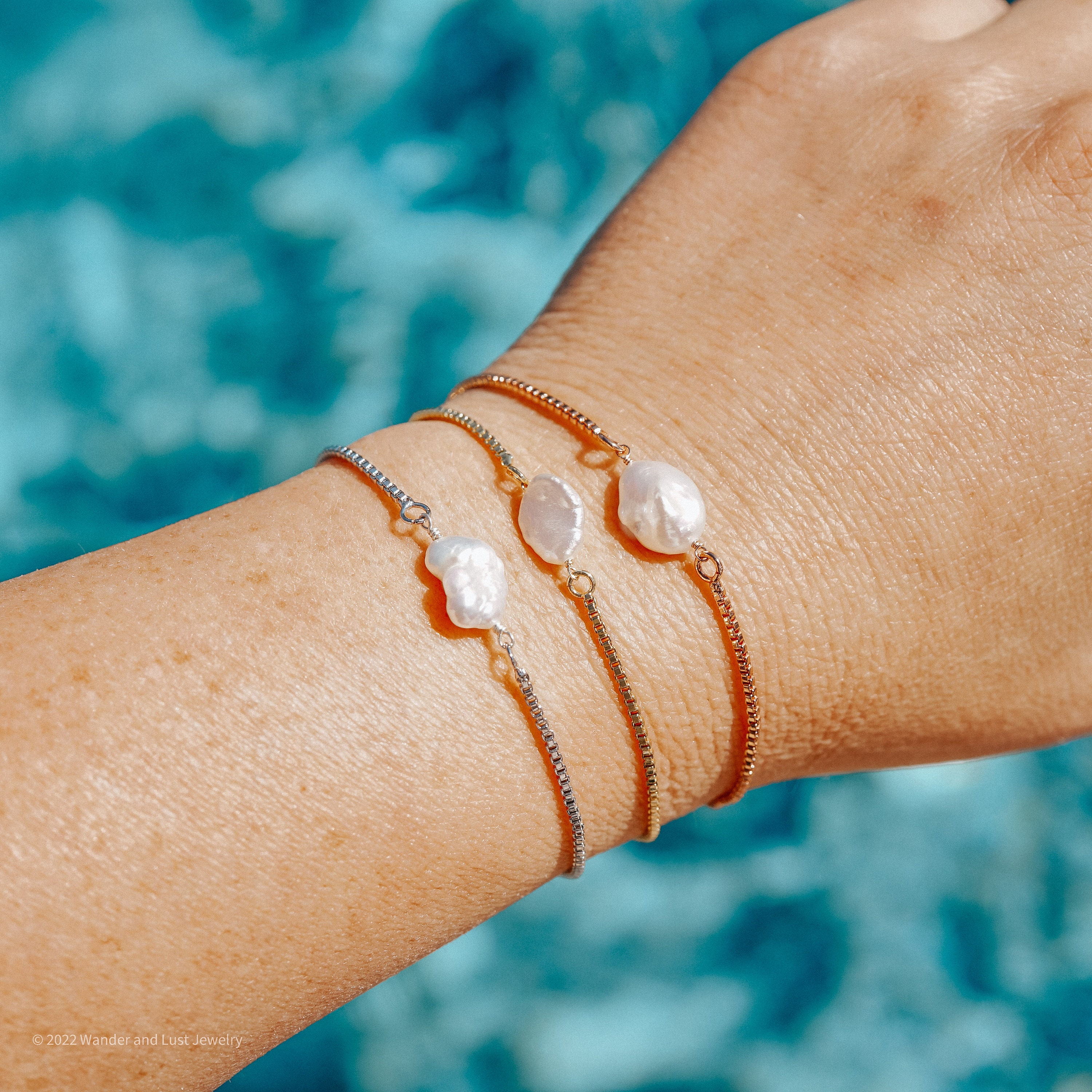 Dainty Pearl Bracelet, Gift For Her, Freshwater Pearl Bracelet, Rose Gold Bracelet, Christmas Gift, Chain Bracelet, Adjustable Bracelet