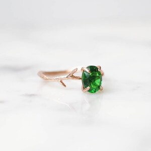Emerald Green Ring, May Birthstone Ring, Green Stone Ring, Gemstone Ring, Crystal Ring, Dainty Ring, Gold Ring, Boho Ring, Rose Gold Ring image 5