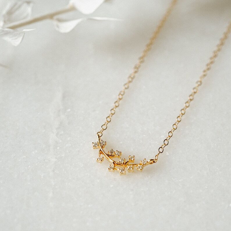 Wisteria Necklace Flower Necklace Vine Necklace Simple Gold Etsy