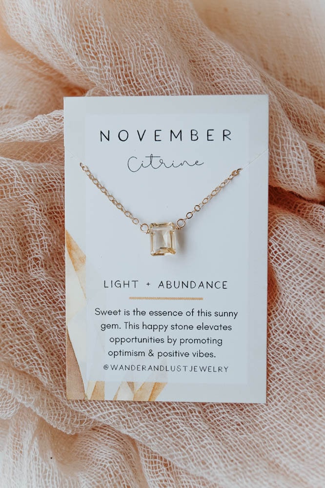 November Birthstone Necklace Citrine Necklace Citrine | Etsy