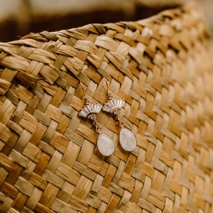 Aria Moonstone Earrings, Bridal Statement Earrings, Wedding Jewelry, Fan Earrings, Art Deco Earrings, Bridal Jewelry, Teardrop Earrings image 6