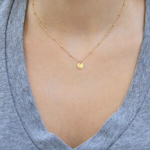 Gold Coin Necklace, Dainty Gold Necklace, Satellite Chain Necklace, Gold Disc Necklace, Simple Gold Necklace, Minimalist Necklace, Gold Fill