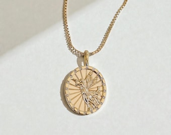 Beschermengelketting – sieradencadeau ter bescherming en herdenking, 14 kt verguld