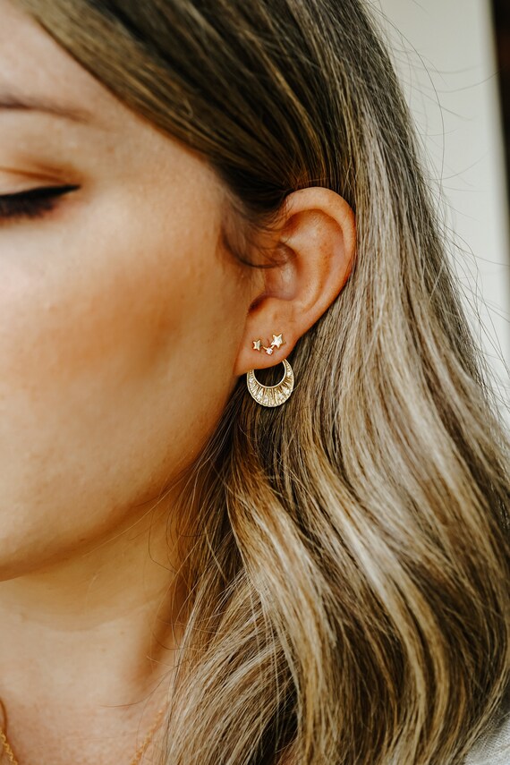 PRIORITY Orecchini A Stella In Oro 18k – 9 Mm – Chiusura A Pressione, Per Tutti I Giorni - 3